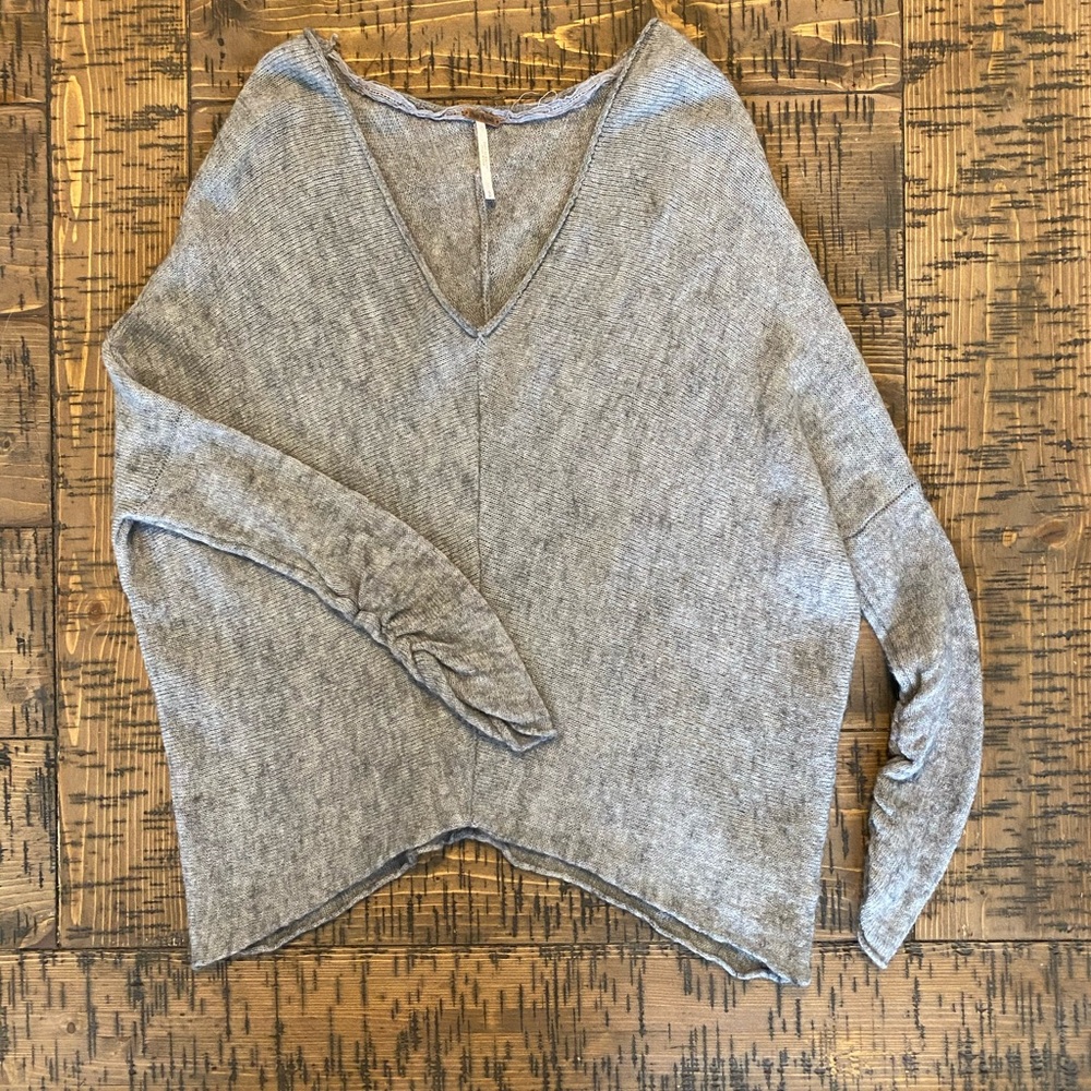 Free People Wool Blend Ruched Sleeve Sweater